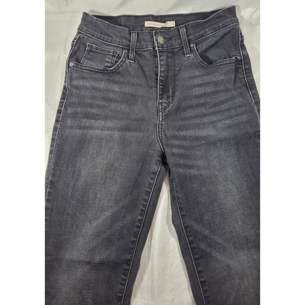 Levi's Women's 724 High Rise Straight Cropped Stretch Jeans -‎ Black - 26W x 25L